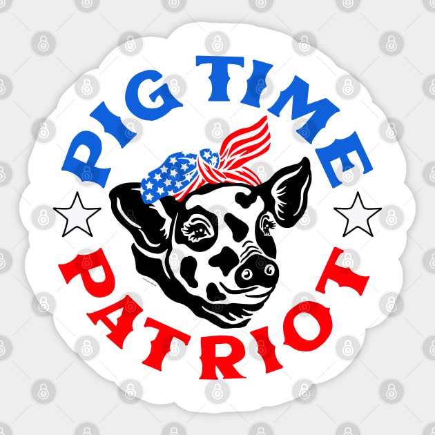 Pig Time Patriot Animal Democrat Republican Bipartisan Patriotic USA American Flag Sticker by DoubleBrush